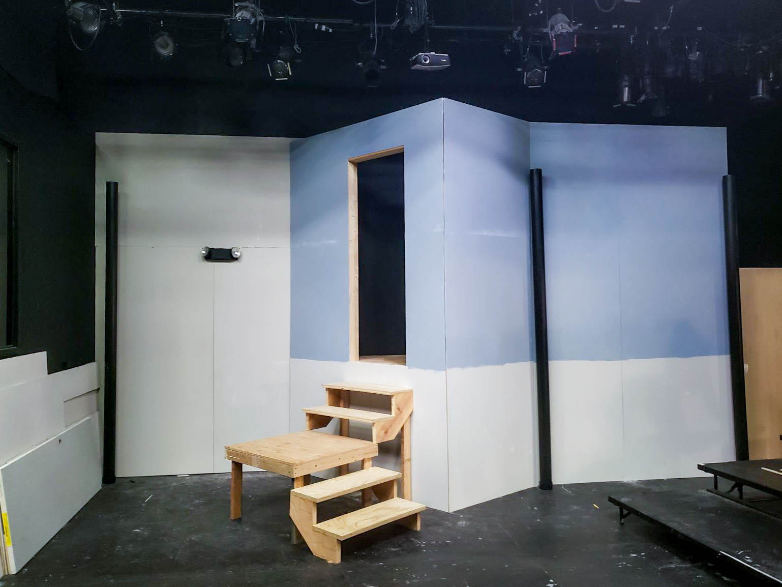 The set of Honestly, I’ve Never Wanted to Bash Someone in the Head with a Baseball Bat More Than I Do Right Now by Morgan Gould in progress. Photo by: Sharisse Taylor